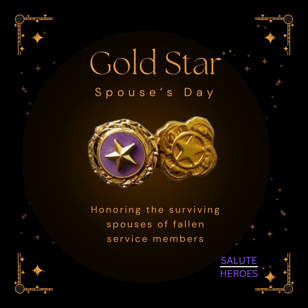 Today we honor and recognize the strength and sacrifice of Gold Star Spouses. goldstarwives.org. For more about #GoldStarSpouses SALUTEHEROES.ORG #HereForOurVeteranFamilies #RememberTheFallen #UltimateSacrifice #Honor #Courage #Respect #NeverAlone #SaluteHeroes