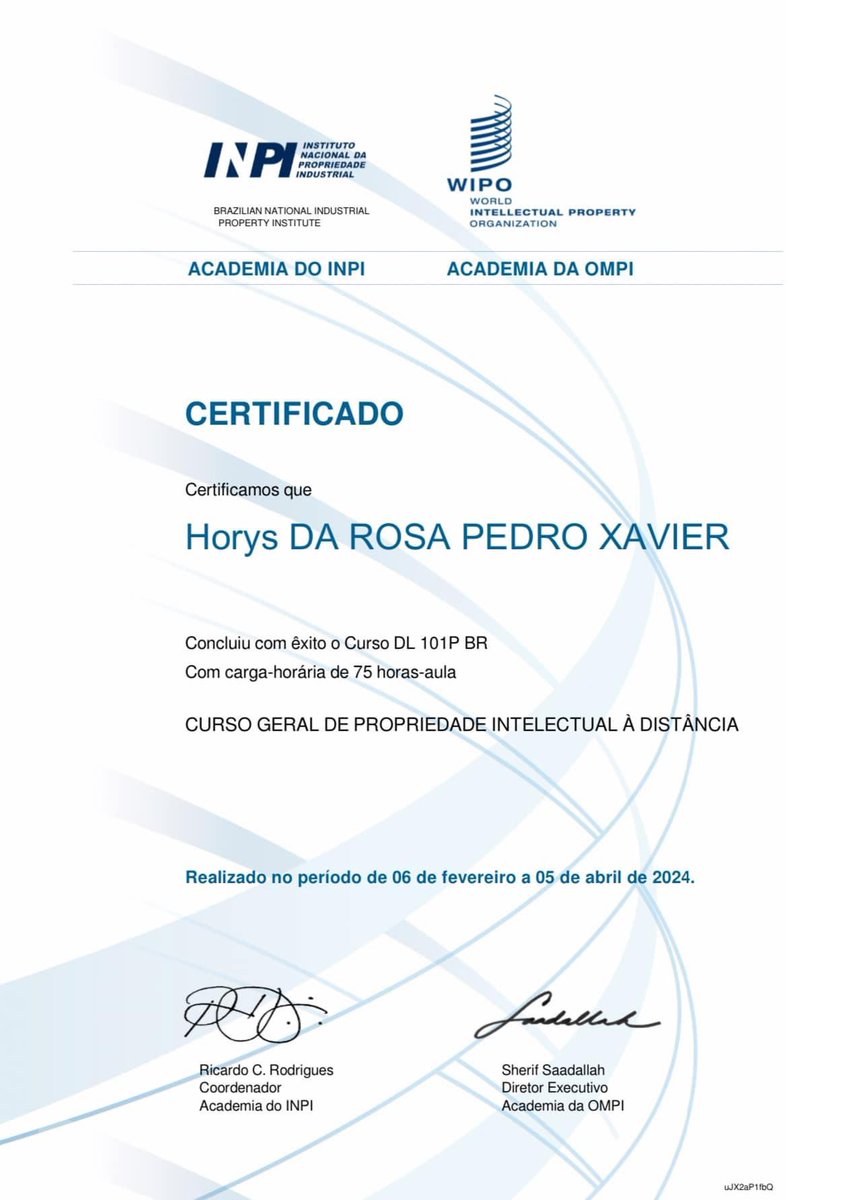 Horys da Rosa Pedro Xavier (@horys_rpx) on Twitter photo Thanks a lot #WIPOAcademy
<a href="/WIPO/">World Intellectual Property Organization (WIPO)</a> 🤌
<a href="/inpibrasil/">INPI Brasil</a> 🤝
“When you don’t know how to solve specific issues concerning…try to learn with who knows how to give you the right guidance.”
#àcapinar 🚜 #starting #inpi #wipo Thanks a lot #WIPOAcademy
<a href="/WIPO/">World Intellectual Property Organization (WIPO)</a> 🤌
<a href="/inpibrasil/">INPI Brasil</a> 🤝
“When you don’t know how to solve specific issues concerning…try to learn with who knows how to give you the right guidance.”
#àcapinar 🚜 #starting #inpi #wipo