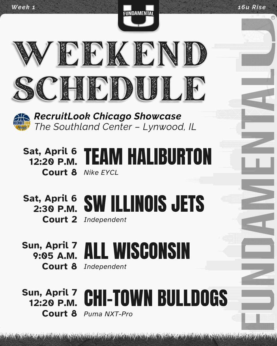 🚨 Up Next 🚨 Unveiling our 16u Rise team coached by @CoachSotos! Getting the season started this weekend at the RecruitLook Chicago Showcase! #FUFamily