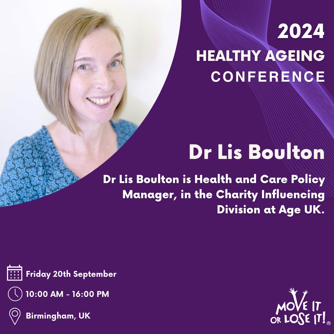 Exciting Announcement, don't miss out on our #HealthyAgeing conference! Dr. Lis Boulton, Co-Chair of the National Falls Prevention Coordination Group, will be sharing groundbreaking strategies for falls prevention! Secure your ticket NOW: moveitorloseit.co.uk/product/move-i… #AgeWell