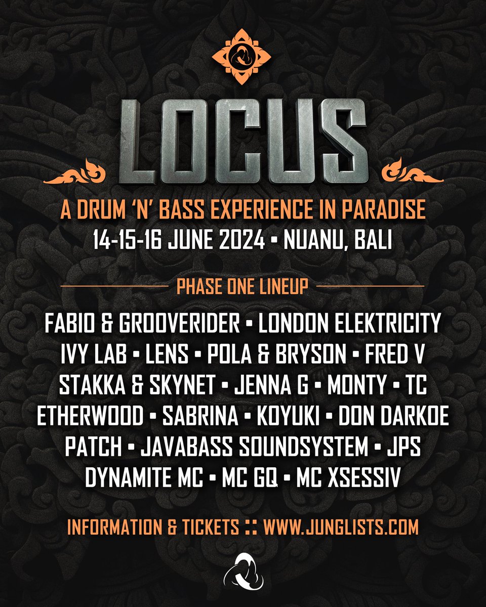 LOCUS Bali Phase One is here, and it’s stacked, including a world exclusive Stakka & Skynet reunion set after 20 years away 🔊 Tickets: ticketfairy.com/event/locus-ba…
