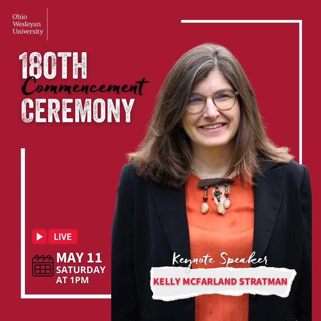 Words to the Wise 🎙 Kelly McFarland Stratman, chief of staff and interim co-CEO for the League of Women Voters of the United States, will provide the keynote address May 11 at Ohio Wesleyan University’s 180th commencement ceremony. ➡️ bit.ly/OWUWordstotheW…