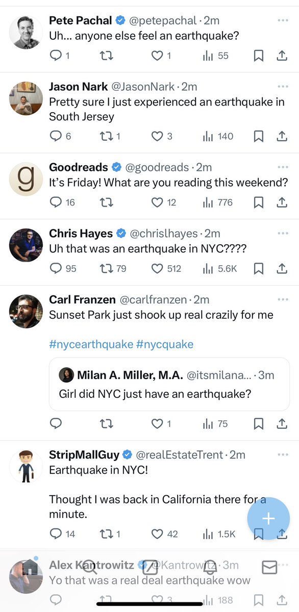 And for a moment it felt like the old Twitter. #earthquake