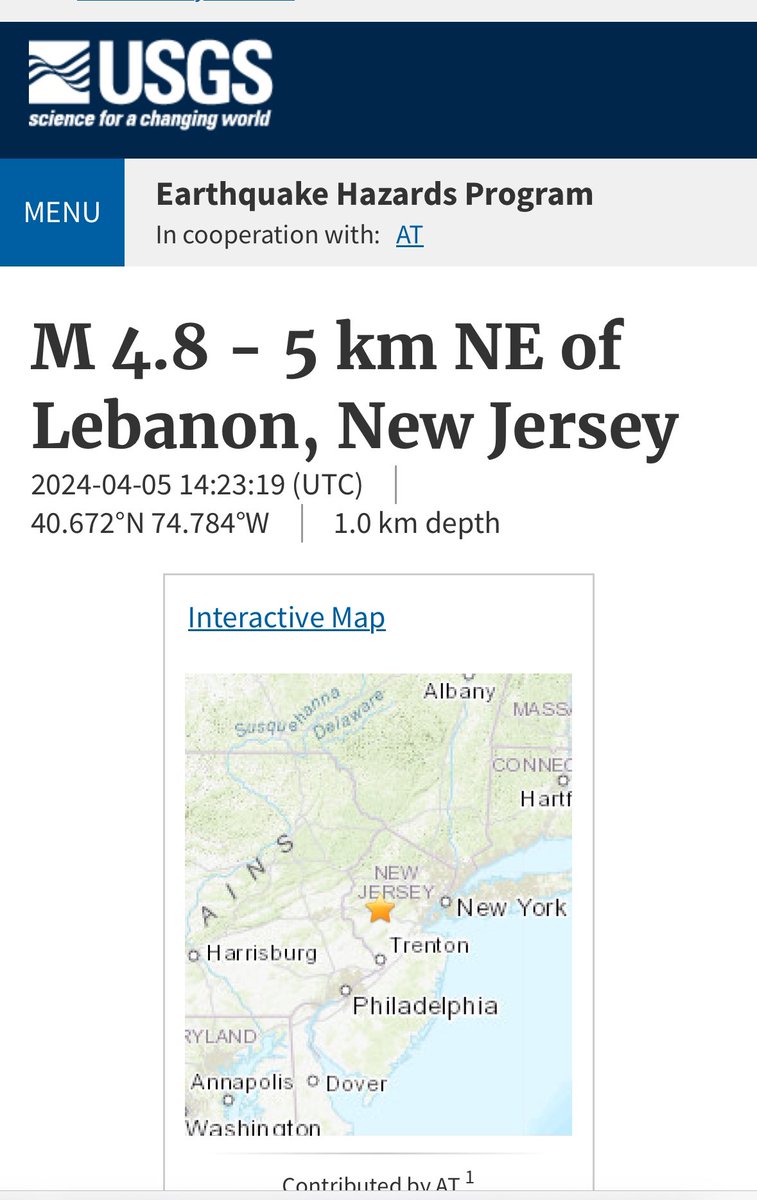 Here you go! It was a 4.8 mag quake - NE of Lebanon New Jersey.