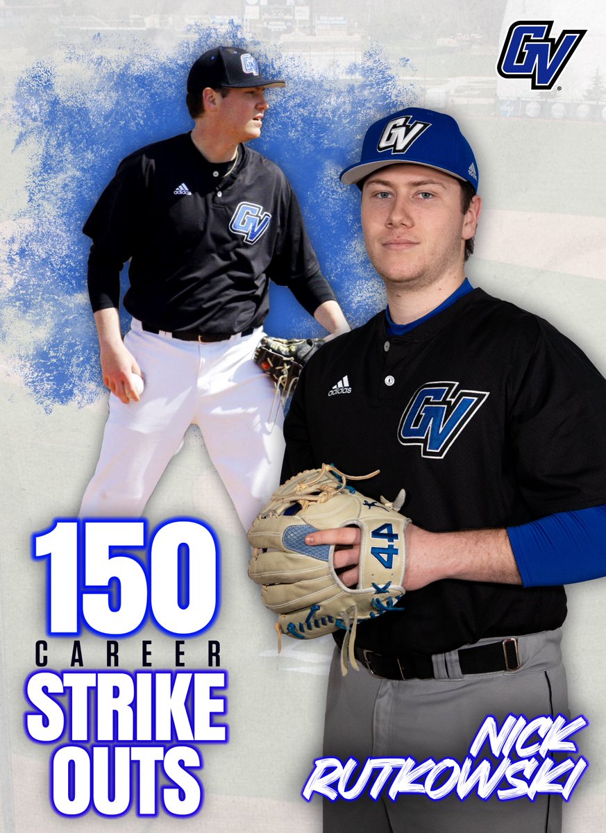 Grand Valley State senior RHP Nick Rutkowski hit the 150 career strikeout mark. He ranks 8th all-time in Laker history. #AnchorUp