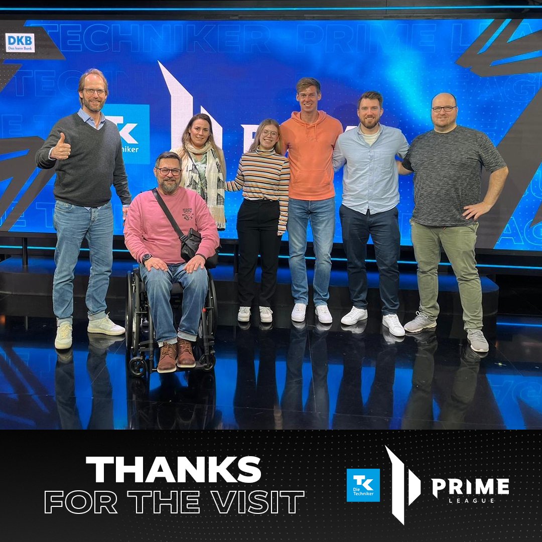 🔥 @DieTechniker IN THE HOUSE! 🔥 We were proud to host Techniker Krankenkasse (TK), Title Partner of the League of Legends Prime League, at our Berlin-Spandau headquarters! We had the pleasure of showing our guests the Prime League studio and our control room.