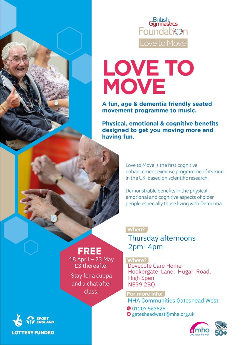 We're delighted to support @yourMHA Communities West in the delivery of their popular Love to Move class! If you're looking for gentle exercise with proven results, pop along and give it a go! Thanks to support from @TNLComFund, the class is FREE from 18 April through 23 May!