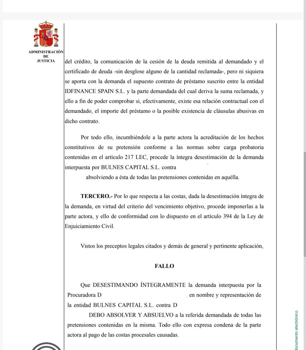 brinconabogada's tweet image. Hay una empresa que se dedica sistemáticamente a presentar monitorios de 1995€ sin aportar un sólo papel que justifique ni la relación contractual ni el importe de la deuda. 
Y lo van a seguir haciendo mientras no haya declaración de temeridad que les obligue a pagar las costas.