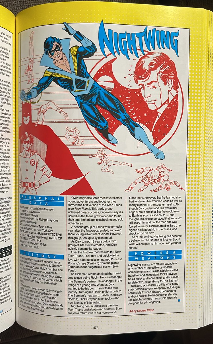 TGIF! As I sit in my office contemplating life this morning, it’s time for today’s Who’s Who entry! It’s Dick Grayson, aka Nightwing! Best Robin ever? Or better as Nightwing? Artwork by the legendary George Perez… #WhosWho #Nightwing #GeorgePerez #DCcomics #comics