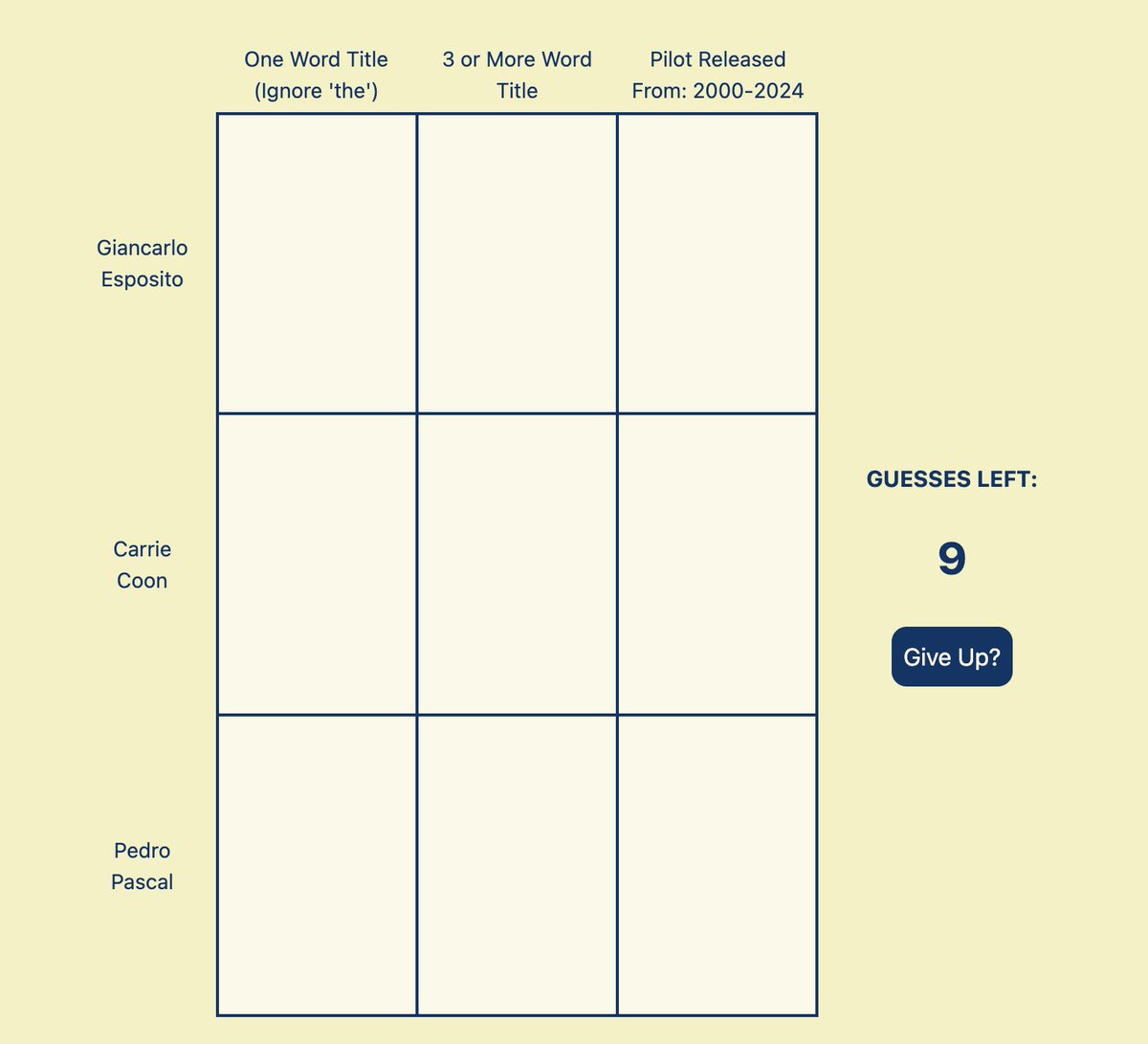 🍿🎬🚨 New TV Grid! Reply/Quote with how you did! Play the new TV grid here: moviegrid.io/tv-grid #moviegrid #tvgrid