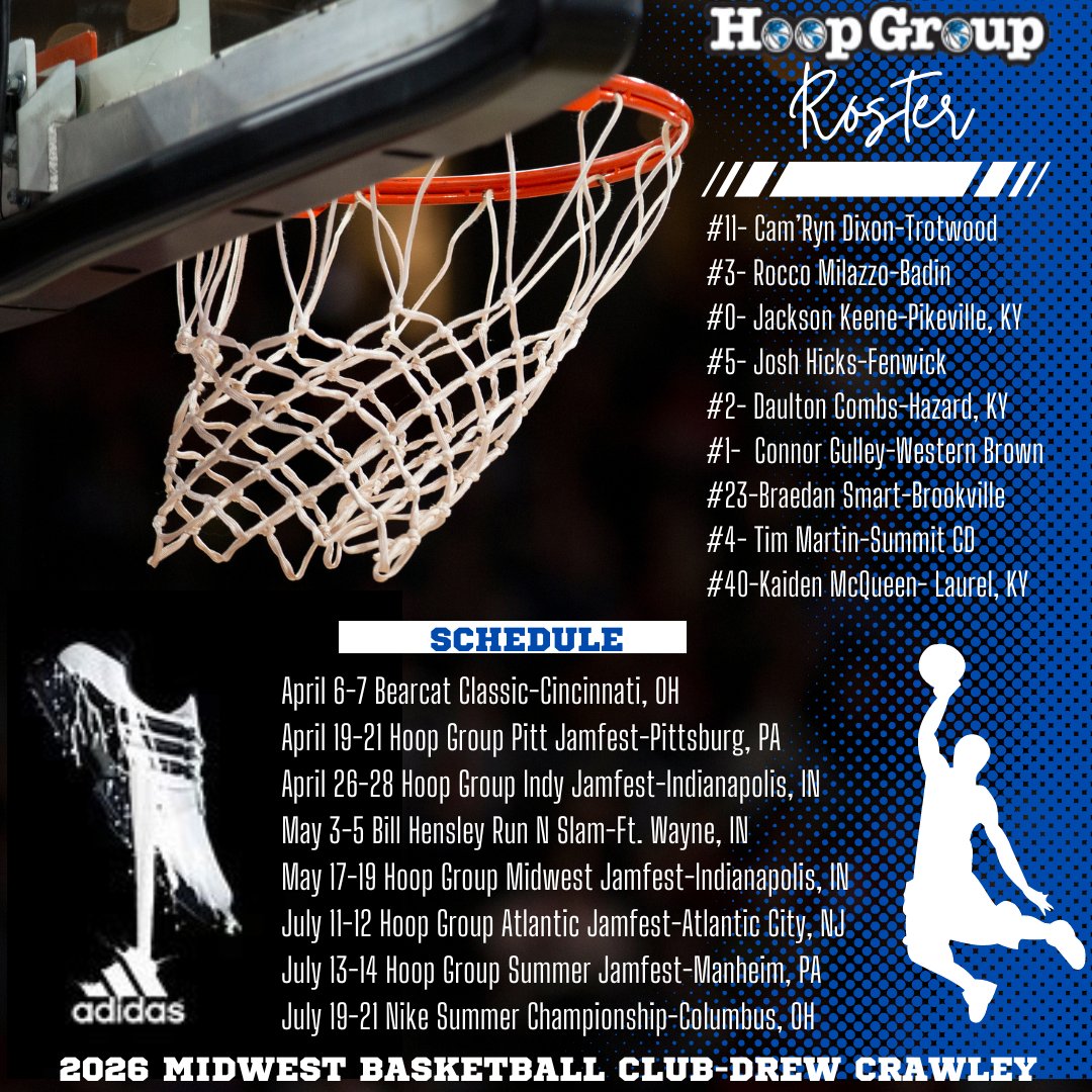 Roster drop for my 2026 @HGSL_HoopGroup team. It begins this weekend at the @Ohio_Basketball Bearcat Classic. @RoccoMilazzo3 @JoshuaHicks2026 @CamDixon2026 @BraedanSmart_26 @kaiden_mcqueen @ConnorGulley31 @tmartin4426 @Jack_Keene2026 @daulton_combs @PrepHoopsKY @smcollegehoops