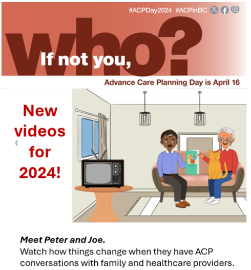 Wonder what difference your #AdvanceCarePlan could make if you were facing a medical emergency? Peter & Joe vignettes, based on real life events show remarkably different outcomes. Watch with a friend. Start talking! ow.ly/SKJ950R8Sje #IfNotYouWho #ACPDay2024 #ACPinBC