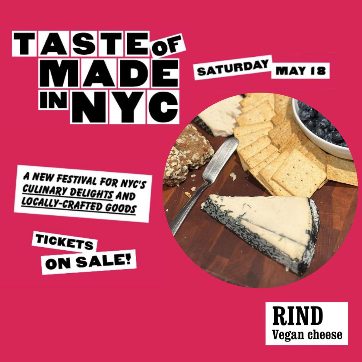 RIND_CHEESE's tweet photo. Join us on Sat, May 18, 2-5 PM at Brooklyn Navy Yard for Taste of @madeinnyc Festival!🗽 40+ local makers of food, craft beer, wine, spirits, and handcrafted products will be featured. Swing by for samples of RIND and Veggie Underground cheese! https://t.co/vzddl4LayC https://t.co/V9X9Xazd95