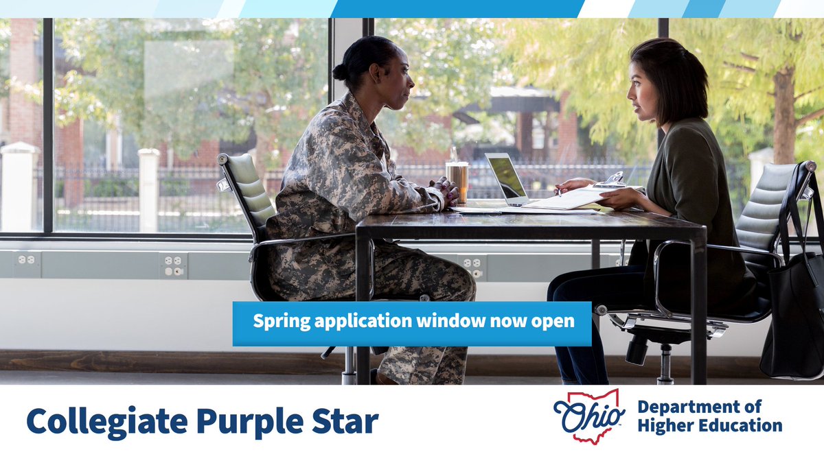 Don't forget: The application period for the Collegiate Purple Star designation ends on April 15, 2024. Hurry and submit your application! More info: highered.ohio.gov/initiatives/ca…