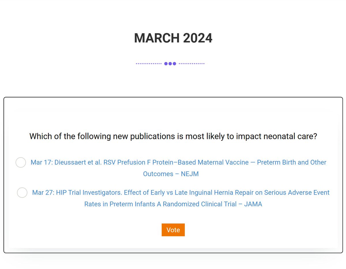 Dieussaert et al. Vs HIP Trial: Which of those 2 RCTs posted by @EBNeo during March is more likely to impact your practice in the NICU? Vote is now open on our website for 48 hours! ➟ buff.ly/3riHrNV