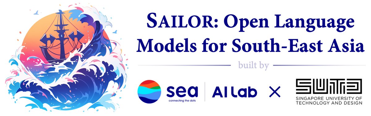 🚀Last month, we released a new family of multilingual language models called ⚓️Sailor, ranging from 0.5B to 7B parameters, continually pre-trained from the Qwen1.5 models. Based on our extensive benchmarking, the Sailor models demonstrate exceptional performance on 🌏South-East…