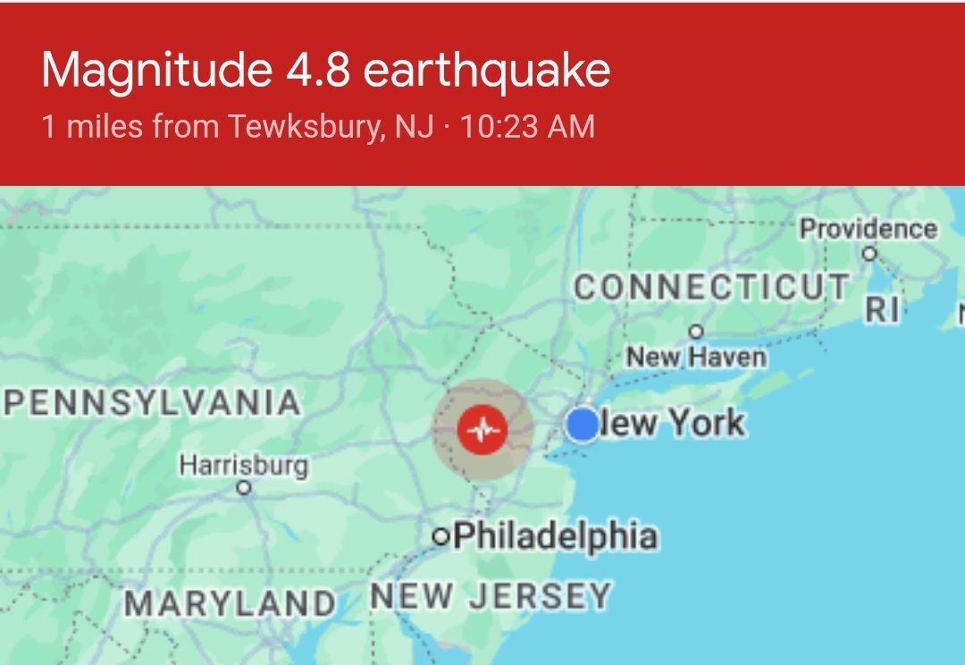 So the earthquake wasn't concentrated in NYC BUT rather in Jersey. It was felt as far up as the Bronx. Prayers that everyone is OK.