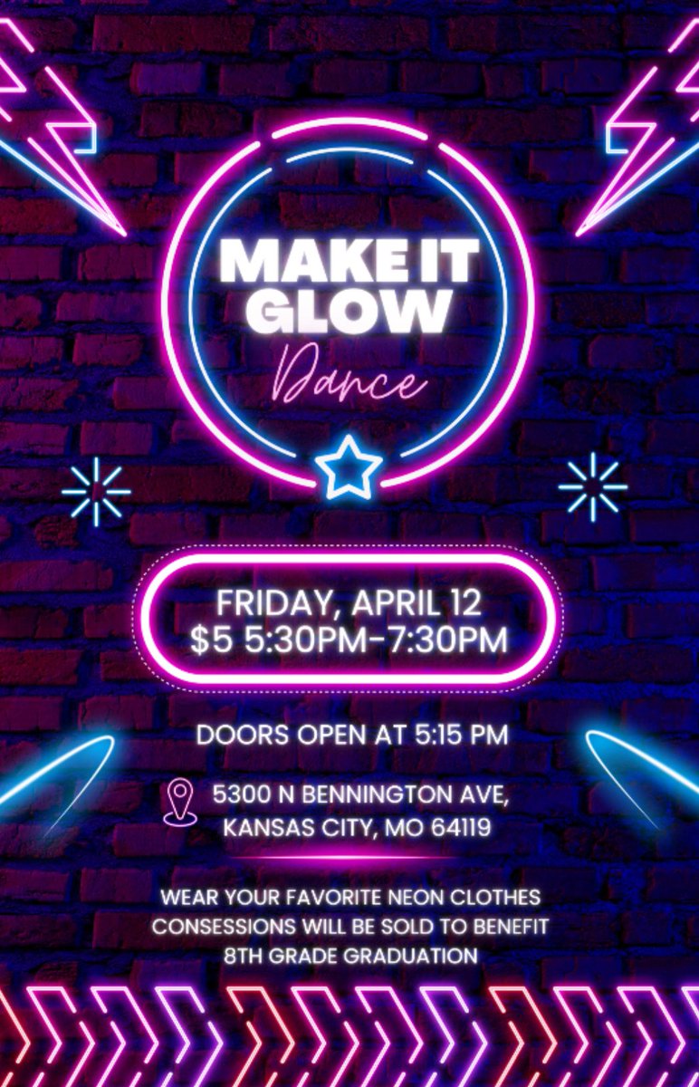 Next week is Glow Spirit Week leading up to the Glow Dance Friday night. The dance is $5. Tickets are available on My Payments Plus. Students attending may not have an ISS/OSS in 3rd or 4th quarter.