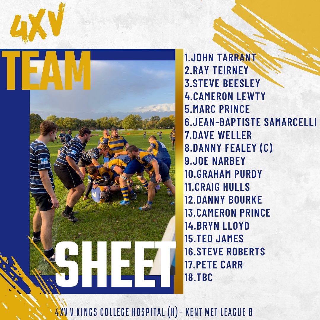 Last Roll Call of The League Season 1️⃣s v London Cornish 2️⃣s v Dartfordians 3️⃣s v Westcombe Park 4️⃣s v KCH Good luck to everyone pulling on the blue and gold jersey. #blueandgold