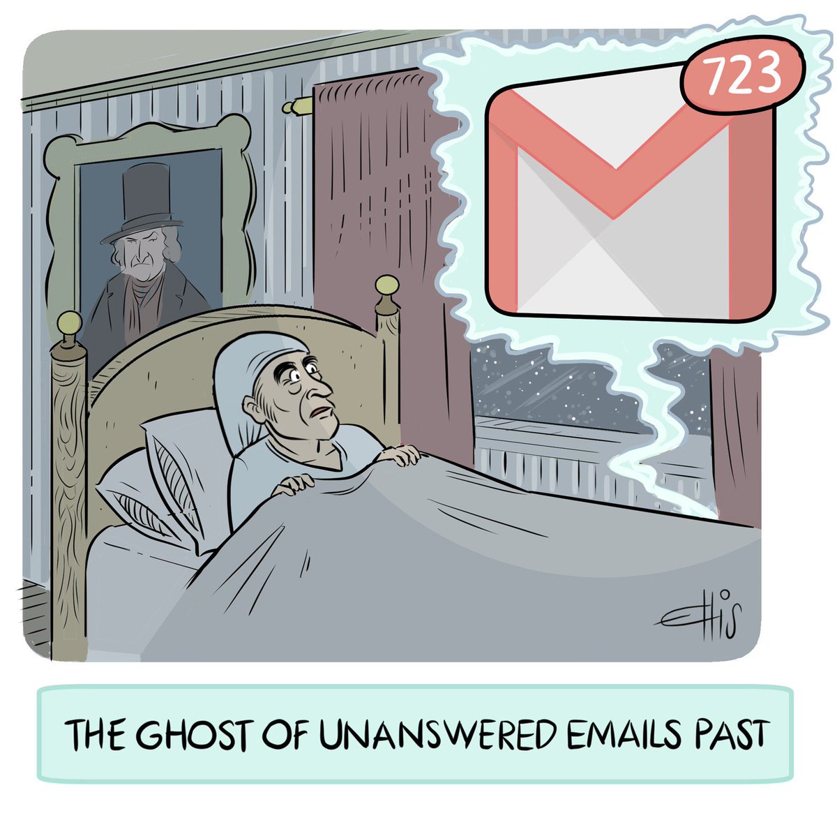 Banish the ghost of unanswered emails past! Bulk select all emails in your private #ProtonMail inbox, custom folders, or others and make them vanish. Comic by Ellis Rosen, with @collectcartoons