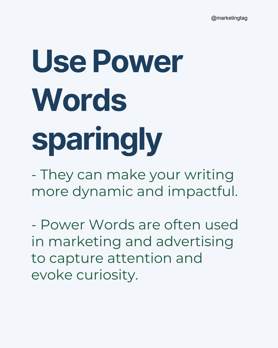 SagarPR1's tweet image. Use Power Words sparingly to enhance your message without overwhelming your audience.
.
.
.
 #copywriting #salescopywriting #copywriter #freelancecopywriter #marketing #seo #marketingtips #digitalmarketing #advertising #freelancing #onlinemarketing