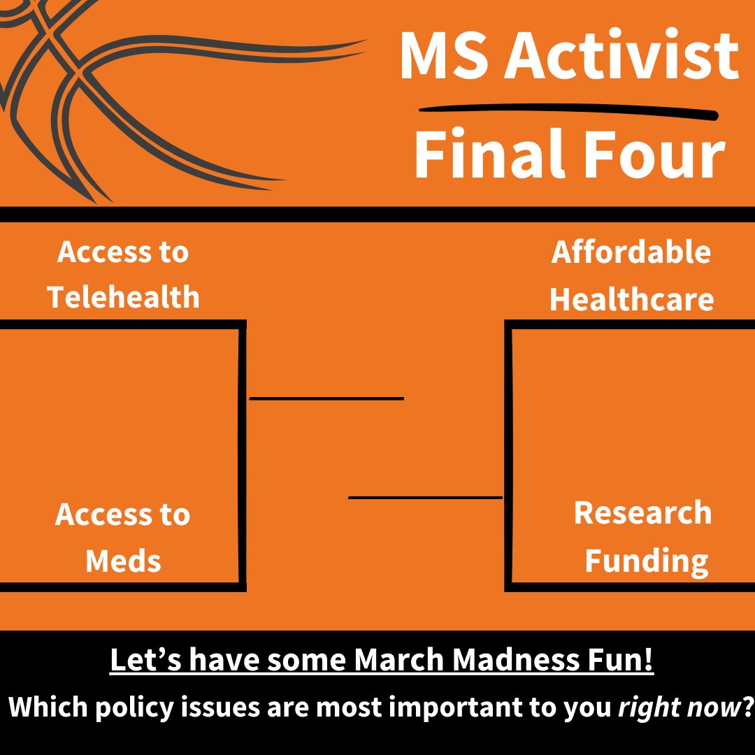 It's #MarchMadness2024 and we'd love to have a little #MSActivist fun! 🏀 Check out our @MSactivist X page and look for our two polls. 🗳️Vote on which of the 4 policy issues in this image are top-of-mind for you at this moment! (Or comment your bracket choices below! 👇)