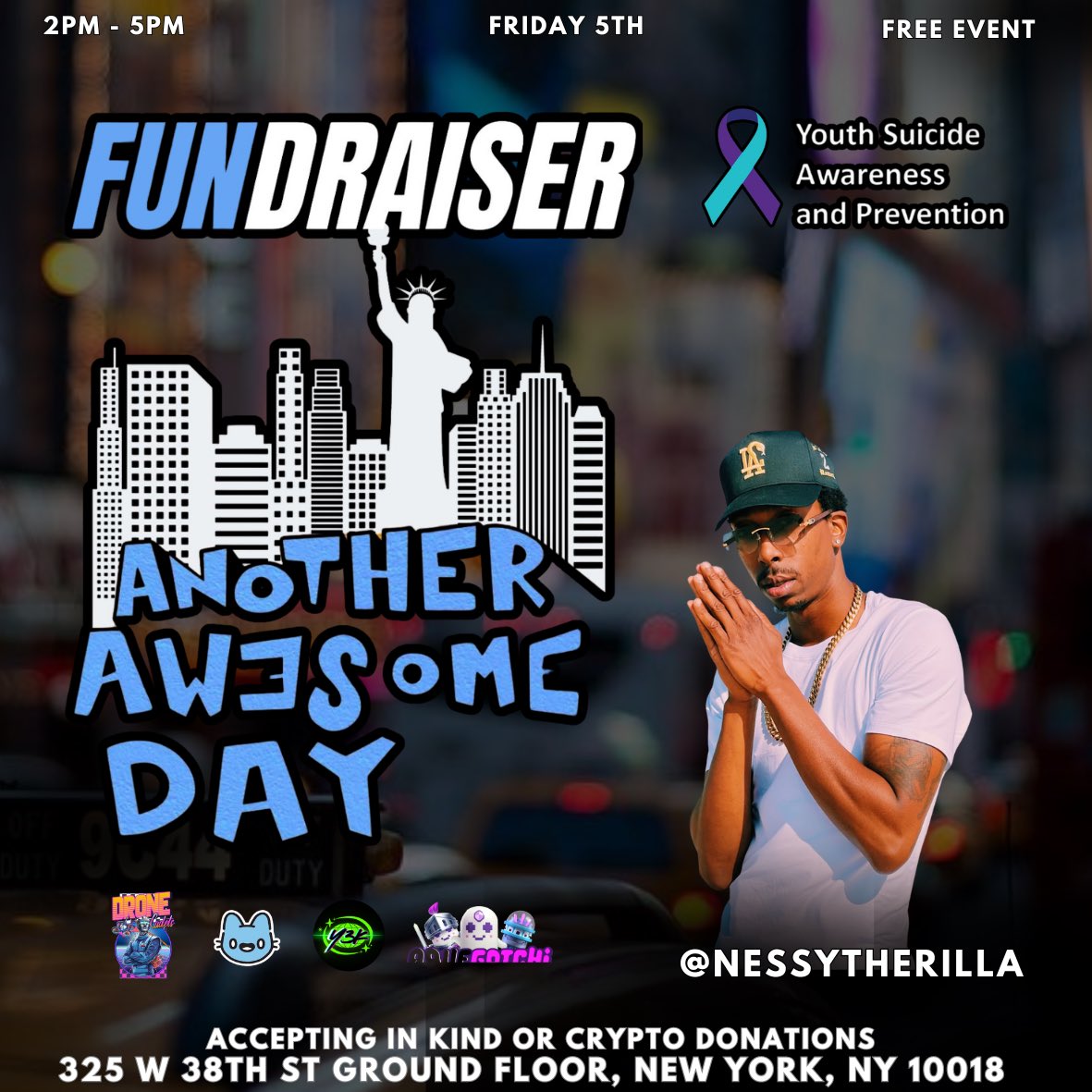 🎶 Join us TODAY from 2pm to 5pm for a special live performance by @NessyTheRilla at our youth Suicide Prevention FUNdraiser! Let's come together, enjoy great music, video games, drinks & more. Support a meaningful cause. #SuicidePrevention #YouthMatters #LiveMusic'