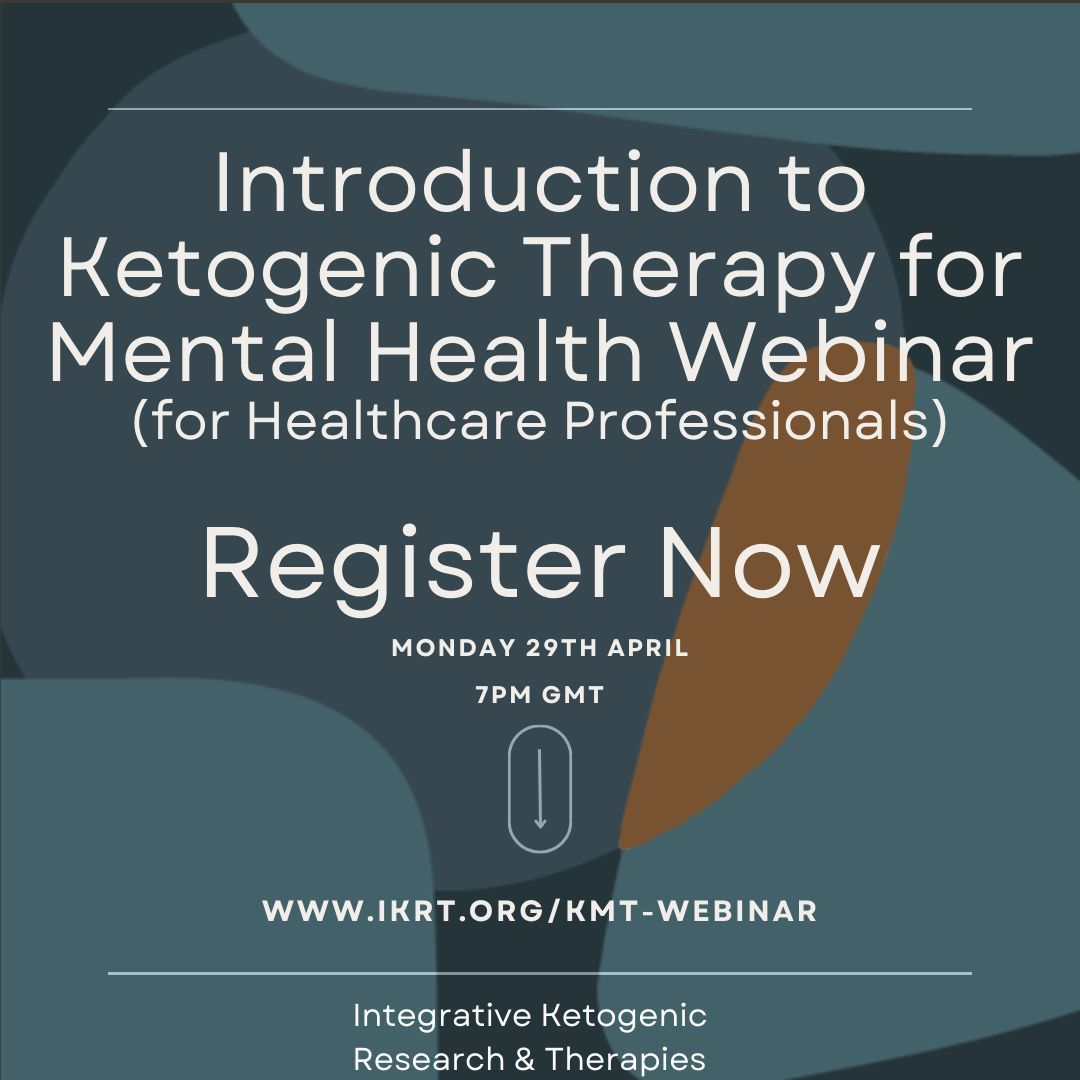 Calling all healthcare professionals interested in #ketogenictherapy for #mentalhealth. Want to learn the science behind the #ketogenicdiet & how it can work for mental health conditions? Join our webinar on the 29th April at 7pm GMT. Register now at buff.ly/3J6l43W #ikrt