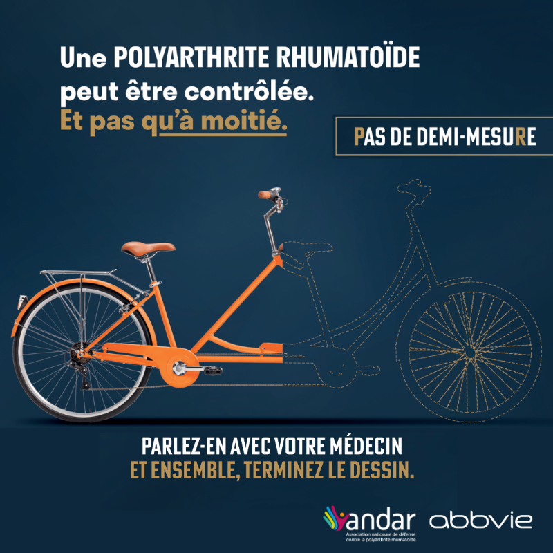AbbVieFrance's tweet photo. Vous souffrez de #polyarthrite rhumatoïde ? 🦴💥
Découvrez notre podcast "Pas de demi-mesure", réalisé en partenariat avec l'@asso_andar qui donne la parole à des patients atteints de PR et des rhumatologues.
Pour l'écouter 👇