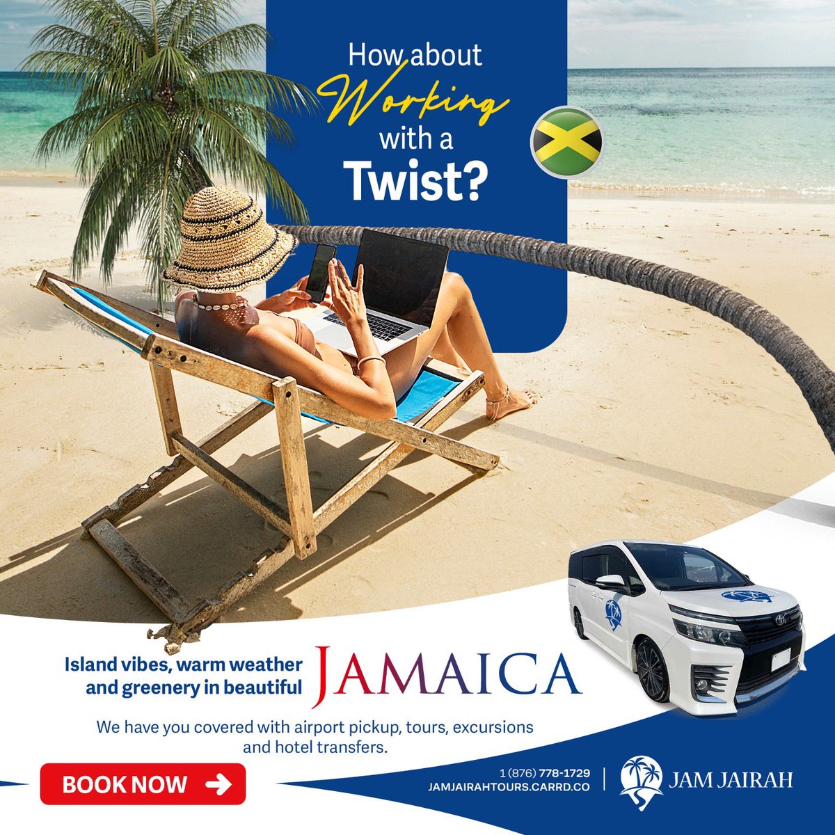Work while Vacationing 🤭….. We will cover your Airport Pickup, Hotel Transfers and Excursions…. Are you there yet! 
#jamjairahtours #Airportpickup #transportation #Hoteltransfer