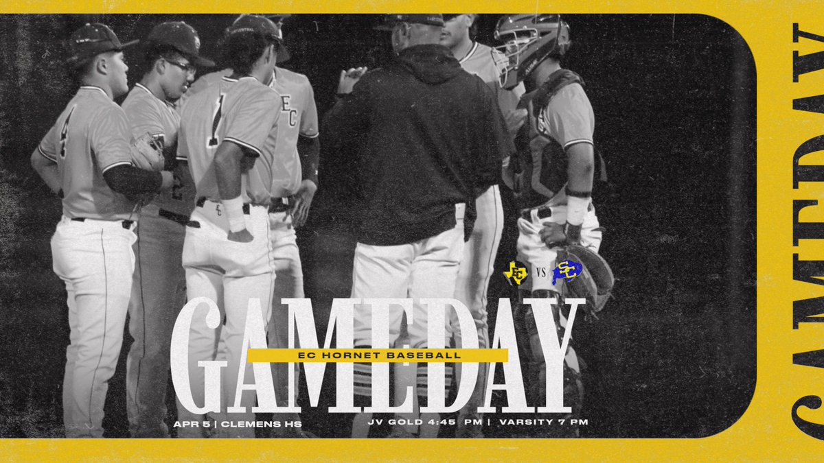 ⚾️ EC Baseball is hitting the road for a showdown against Clemens! JV Gold kicks off at 4:45 PM followed by Varsity at 7:00 PM. Let's bring the energy and support our team! 🙌 #ECBaseball #RoadGame #GoHornets @_ECAthletics @booster_ec @ECISDtweets @ArriolaSuzette