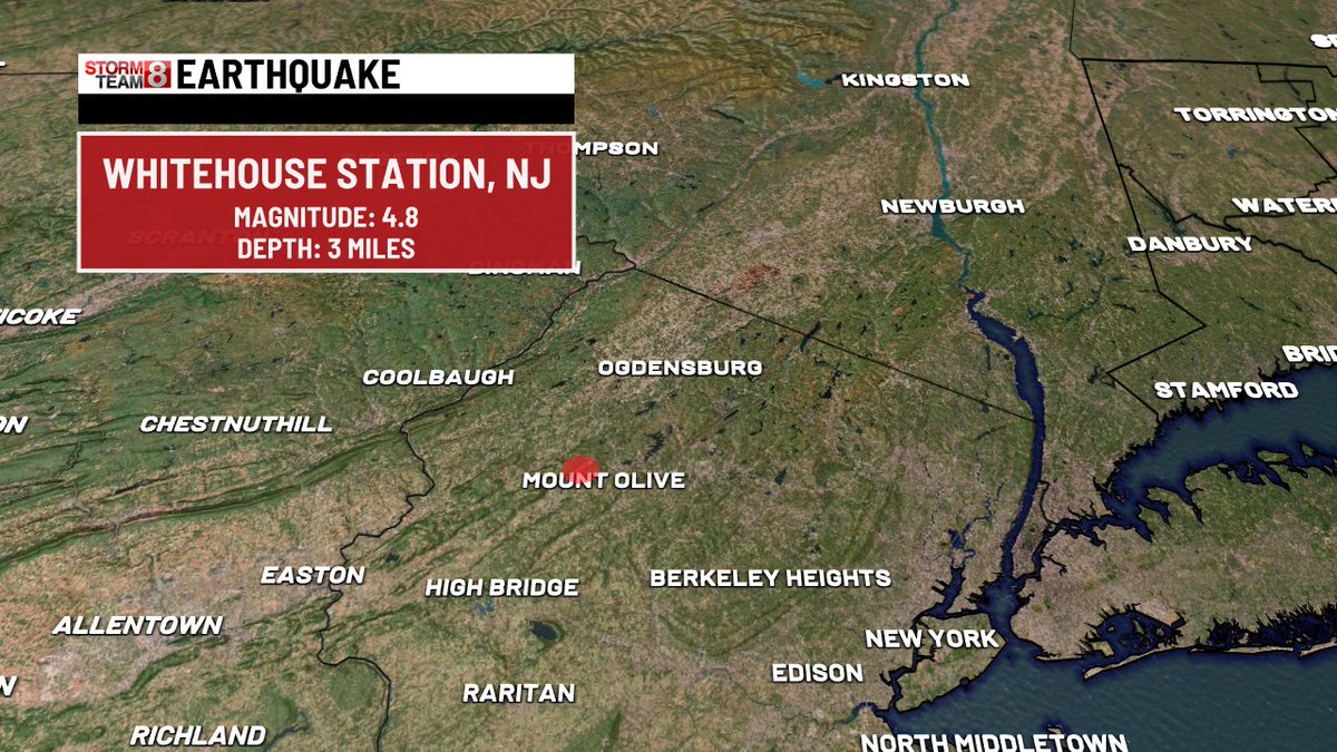 Update from @USGS_Quakes : A 4.8-magnitude earthquake shook near Whitehouse Station, NJ. Because this was a shallow quake, it was felt from the Delmarva Peninsula all the way to New England. @WTNH