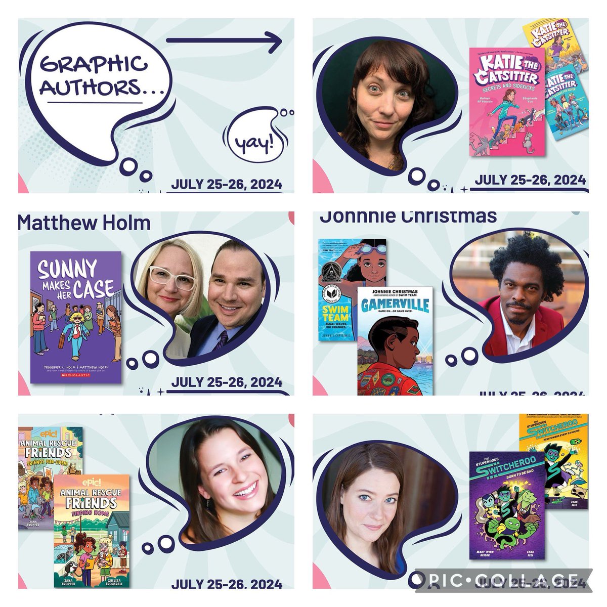 Happy #LITFriday! Do your students like graphic novels? Join Colleen AF Venable, Johnnie Christmas, Jennifer L. & Matthew Holm, Mary Winn Heider, and Jana Tropper & over 70 authors at our 2-day literary lovefest for educators! Register ➡️ LITapalooza2024.eventcombo.com