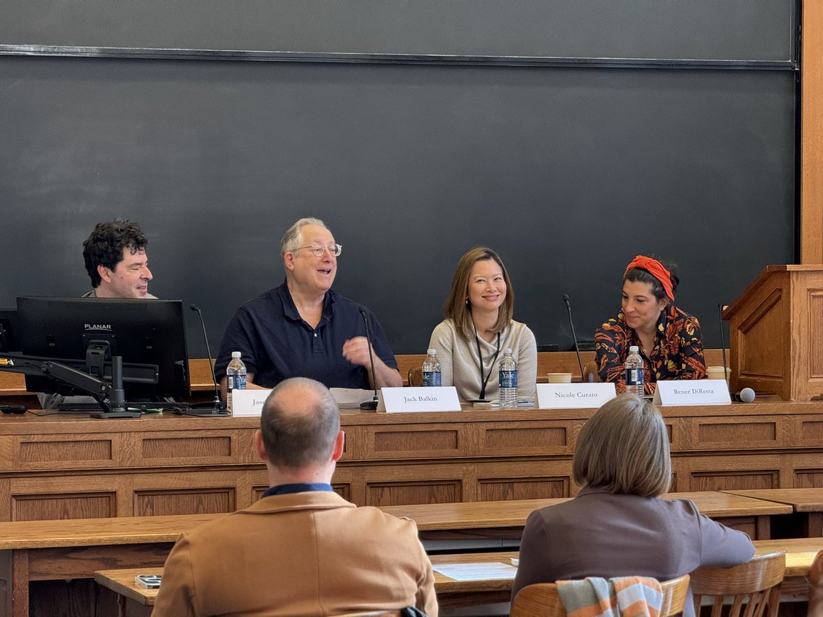 Thank you to @NicoleCurato, @noUpside, @jackbalkin, and Professor Jason Stanley for a wonderful opening panel at the “Propaganda and Emerging Technologies” conference!