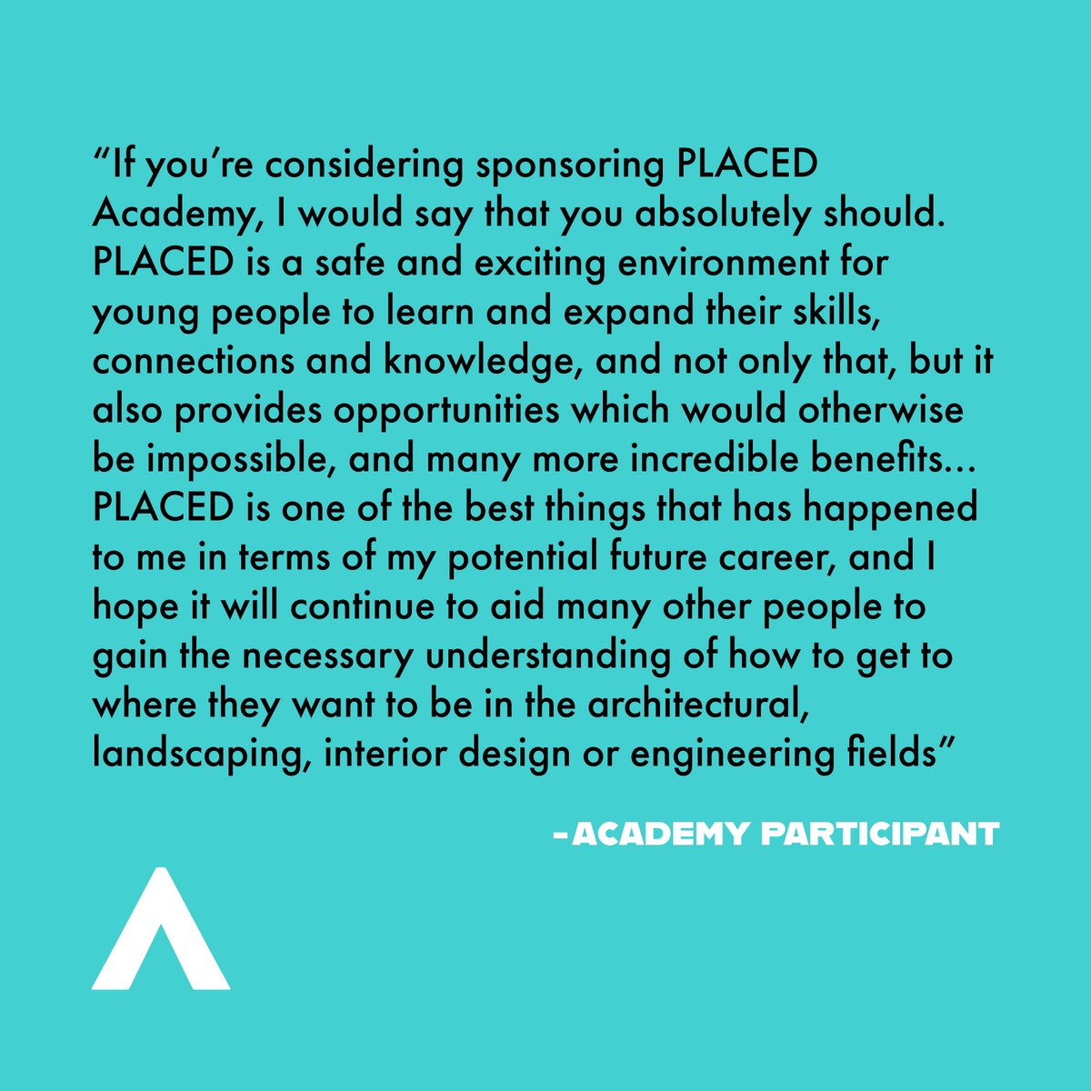 Lovely words from one of our previous PLACED Academy participants! Help us continue to offer this FREE opportunity to a diverse group of young people this year, by becoming a PLACED Academy Partner or Sponsor! 🎓 For further info, please visit: 🔗 placed-academy.com #PLACED