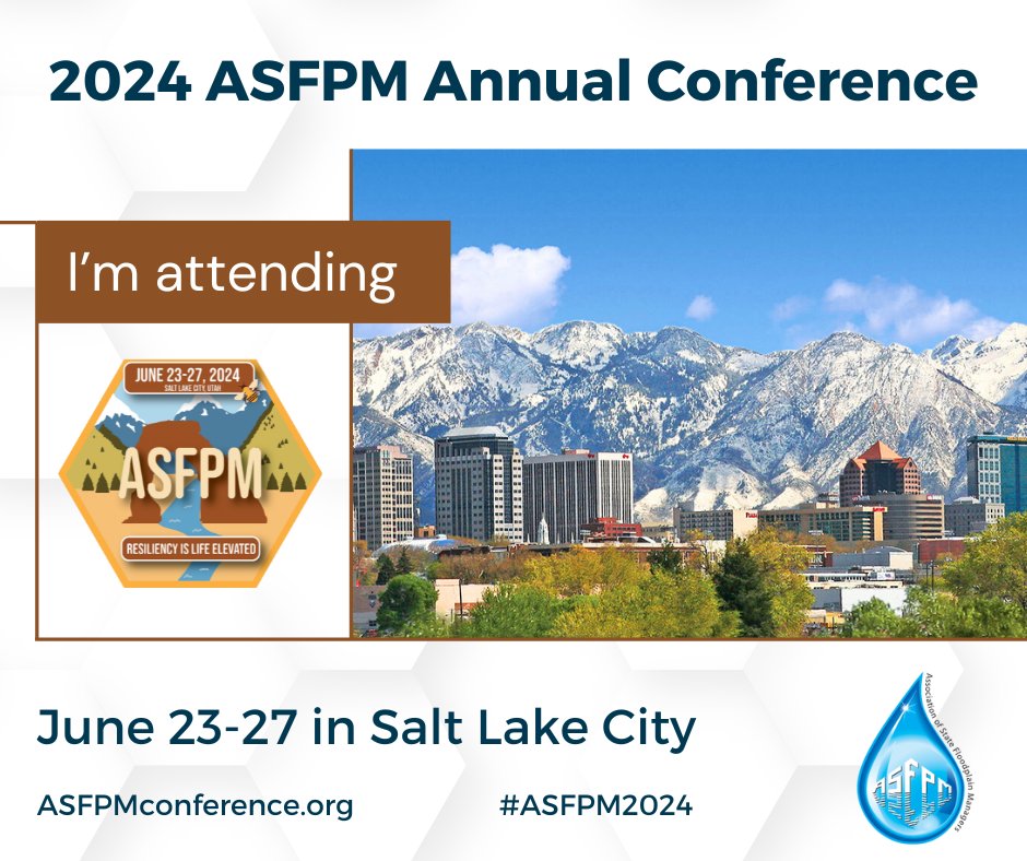 We've created special conference images for #ASFPM2024 speakers and attendees to share on social media. Download yours today and tag ASFPM, your co-presenters, and your favorite #FOMO floodies. Thanks and we can’t wait to see you in @VisitSaltLake! floods.org/conference/202…