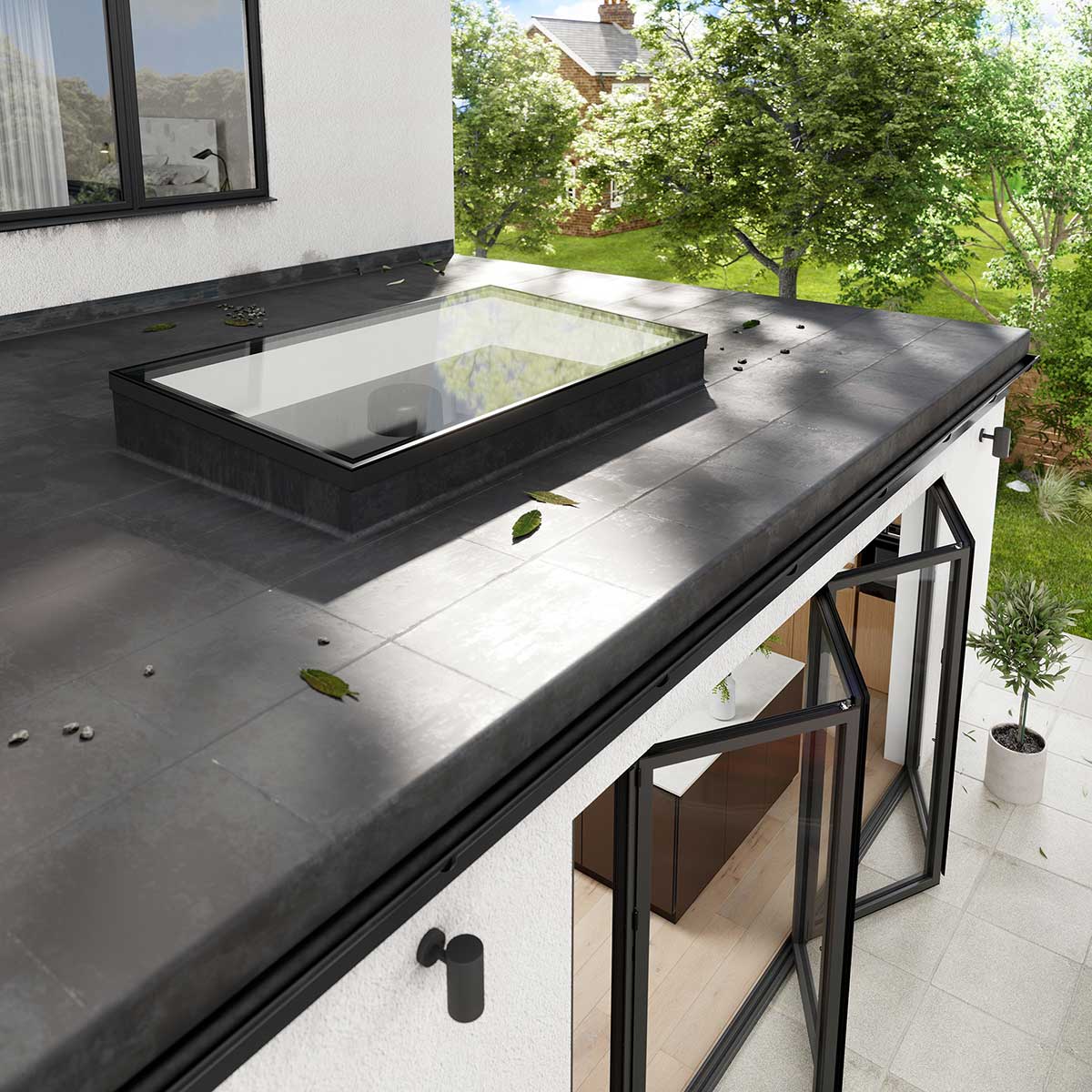 Dreamt of a light-filled space? ✨ Korniche Flat Glass makes it reality. ☀️ Easy install, stunning design, exceptional security. Craft your perfect home: korniche.co.uk/flat-glass/ #naturallight #rooflights #korniche #flatglass #luxuryhome