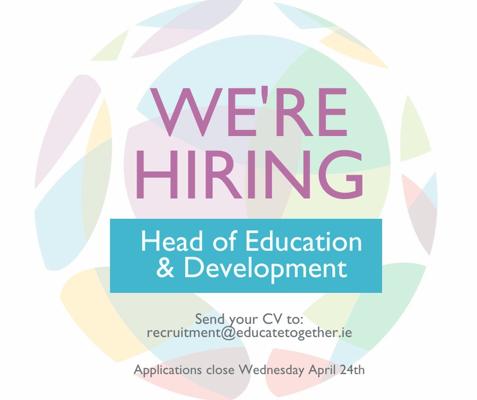 🌟 Deadline Extended! Join our team as Head of Education and Development. We're seeking a dynamic individual with strong educational knowledge to lead on education and growth at Educate Together. Deadline extended to April 24th. To apply, visit educatetogether.ie/about/careers/