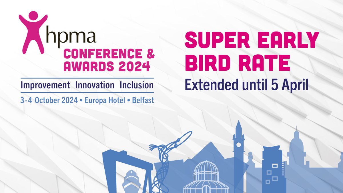 HPMA_National's tweet image. 📢📢There&apos;s still time to book the Super Early Bird rate for the #HPMA2024 Conference &amp;amp; Awards in Belfast 
Book now here ⬇️
hpma.org.uk/conference-202…

@HPMA_NI @tljhill @HPMALondon @HPMAWestMids
@HPMAYorks @east_hpma @HpmaEast