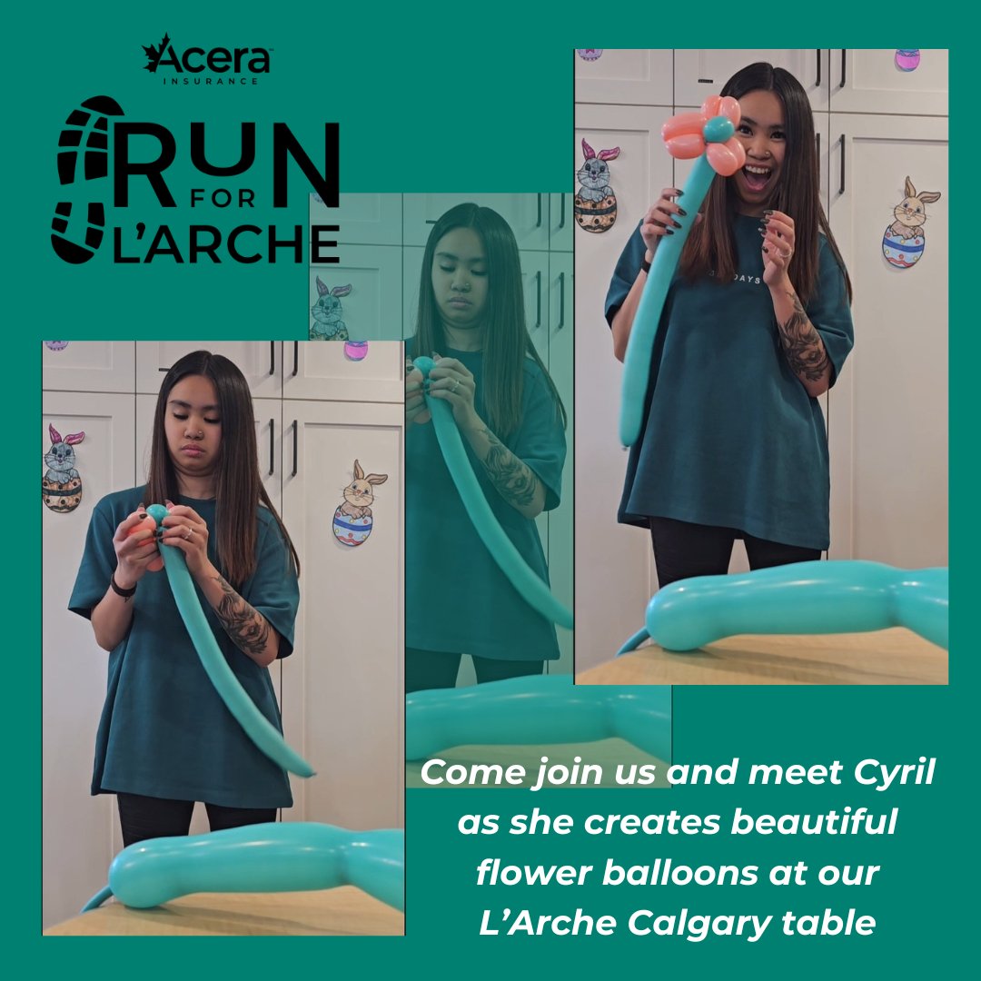 Come join us and meet Cyril as she creates beautiful flower balloons at our L'Arche Calgary Table!
#acerainsurancerunforlarche #larchecal #larchelife #yycrun