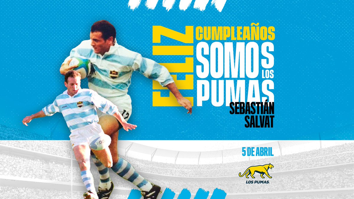 ¡Queremos desearle un muy feliz cumpleaños a Sebastián Salvat, Puma #406! 🎉 ➡️ 37 caps ➡️ 5 partidos en dos Copas del Mundo 🏆 ➡️ Capitán de la Copa del Mundo 1995 ¡Felicidades! 🎂 #SomosLosPumas