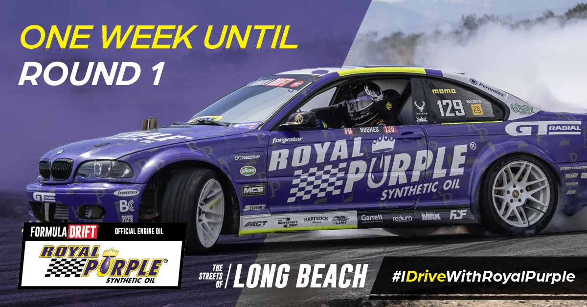 The 2024 Formula DRIFT season kicks off next week in Long Beach, California! Will we see you there? 👀 #FDLB #DriftWithRoyalPurple #OfficialEngineOil #NoMatterWhatDrivesYou #DriveWithRoyalPurple @oreillyauto @FormulaDrift