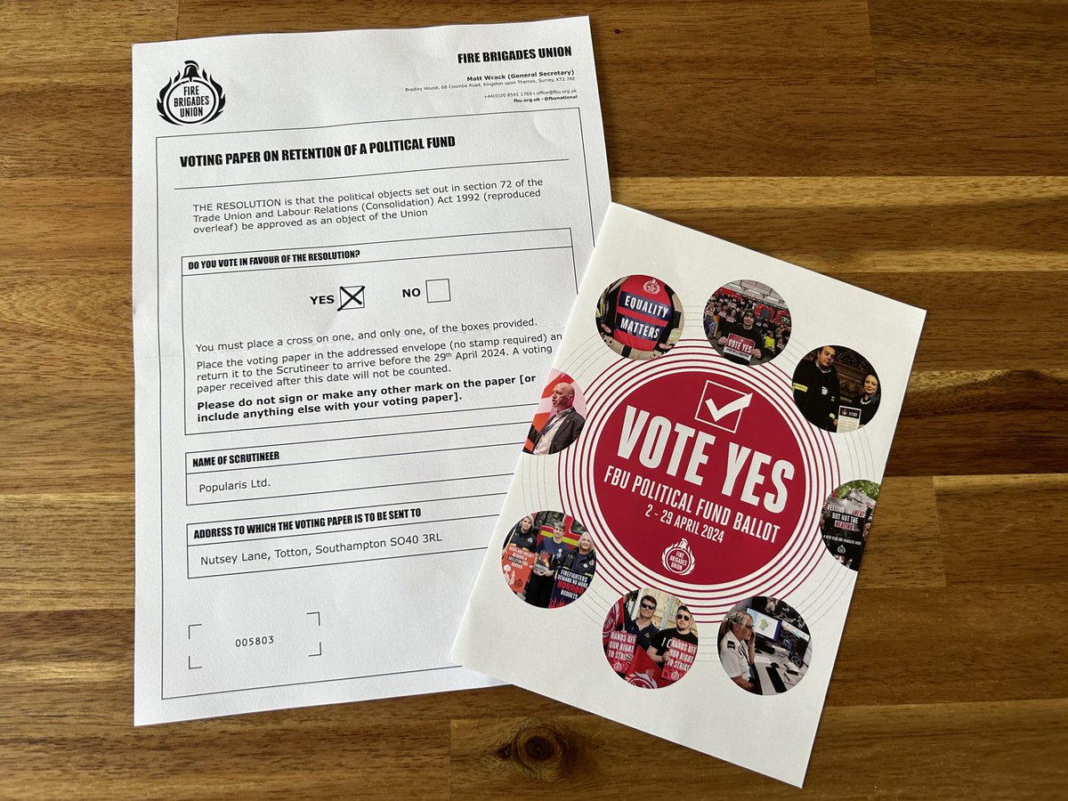 Ballot papers arriving imminently. The political fund is highly important to the campaigns and fights that the FBU has on your behalf. More info below ⬇️ Everything is political. Any questions please ask local reps/officials. @fburegion3 @fbunational #VoteYes