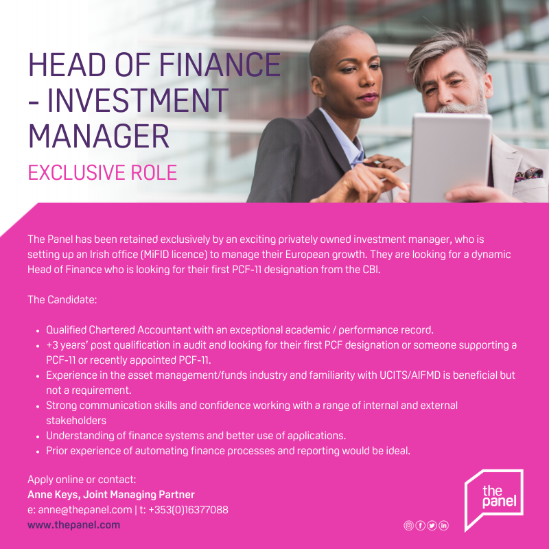 **Exclusive Role** Head of Finance (thepanel.com/job/48935/fund… role is currently available with our client, an exciting privately owned investment manager. For more information, contact Anne Keys at anne@thepanel.com #headoffinance #finance #financemanager #pcf11 #accountant