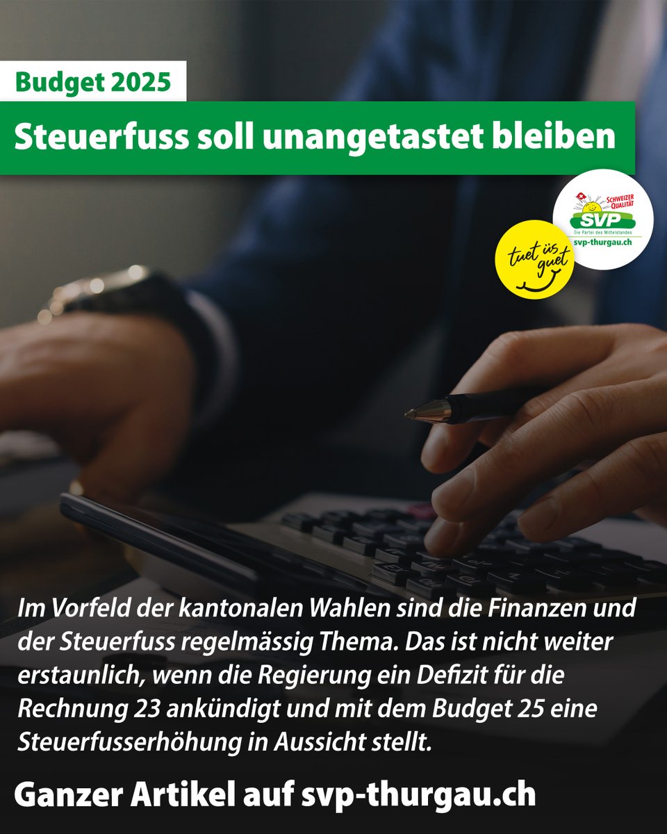 Der Steuerfuss bleibt unangetastet! Lesen Sie jetzt den Leserbrief von SVP-Kantonsrat Stephan Tobler: svp-thurgau.ch/artikel/steuer…