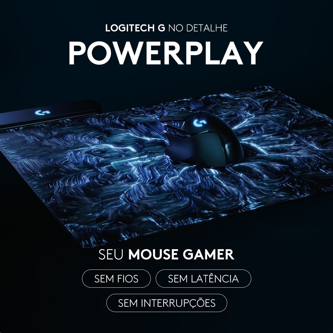 Já ouviu a palavra da tecnologia POWERPLAY? Um mousepad que carrega seu mouse LIGHTSPEED a todos os momentos (inclusive durante o uso) via campo eletromagnético! #LogitechGNoDetalhe