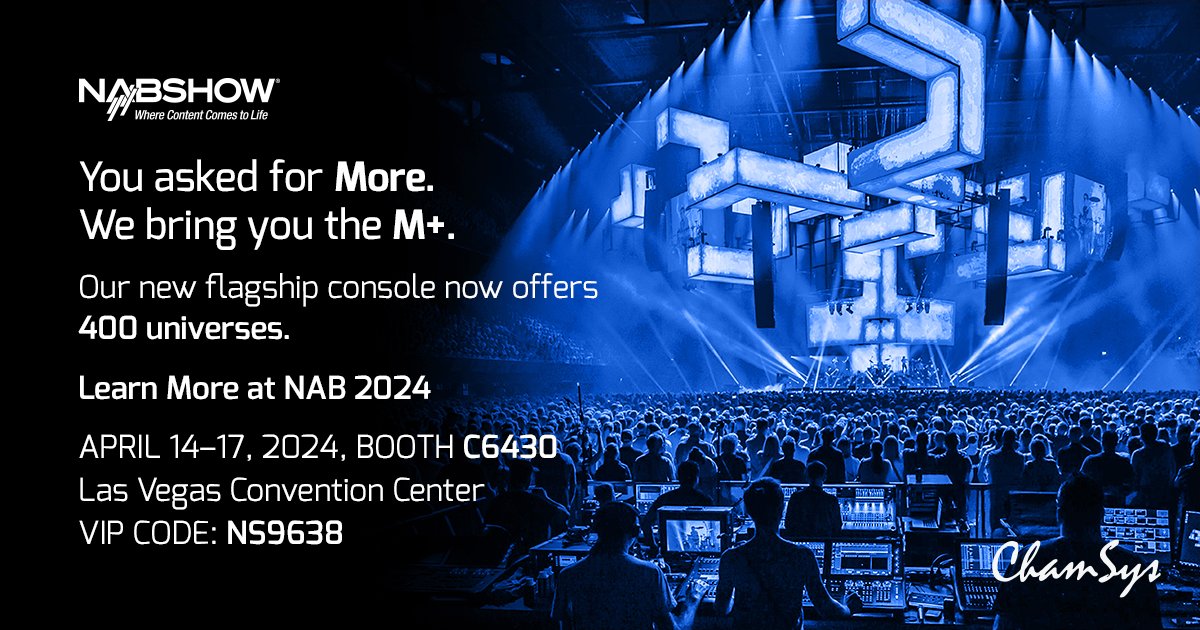 See MORE Get MORE with @chamsysltd at @nabshow 2024! 👉 REGISTER pulse.ly/wruls343ns VIP Code: NS9638 ▶️ MagicQ MQ500M+ Stadium Console ▶️ MagicQ MQ250M Stadium Console ▶️ MagicQ MQ70 Compact Console ▶️ GeNetix family . . . #chamsys #nabshow #lasvegas