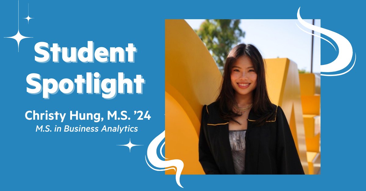 M.S. in Business Analytics student Christy Hung, M.S.’24 chose LMU's program because it aligned with her career goals & skills she aimed to acquire. 'The MSBA program offered a comprehensive curriculum tailored to my needs.' More on MSBA: bit.ly/3xtyQp1 #lmucba #lmumsba