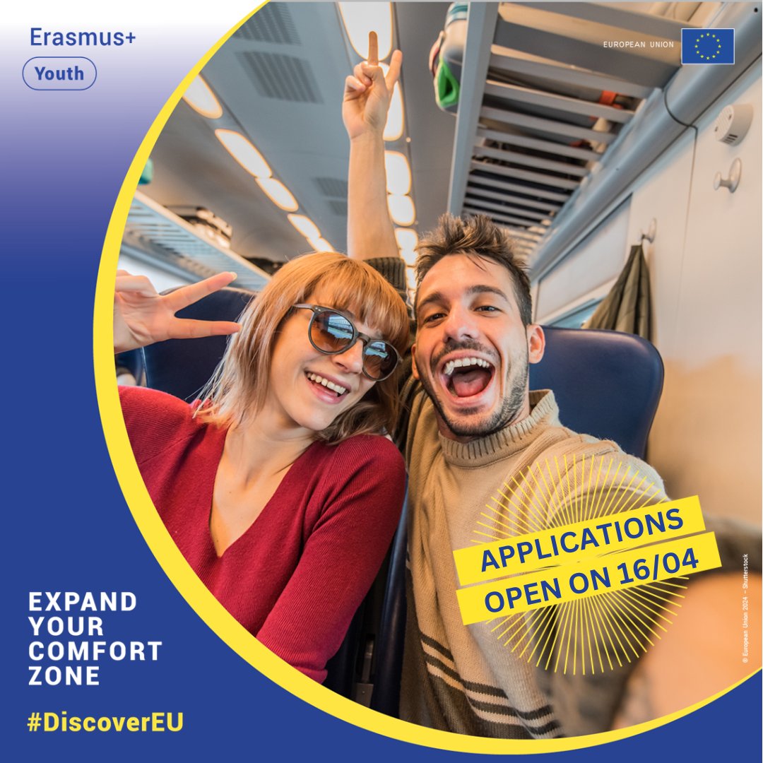 Are you 18 years old and eager to step out of your comfort zone? The next application round of #DiscoverEU will open from 16-30 April! If you’re: ✅ born 1 July 2005 - 30 June 2006 ✅ a legal resident of 🇪🇺 or 🇮🇸 🇱🇮 🇲🇰 🇳🇴 🇷🇸 🇹🇷 Mark your calendar!🔗bit.ly/3xepeEl