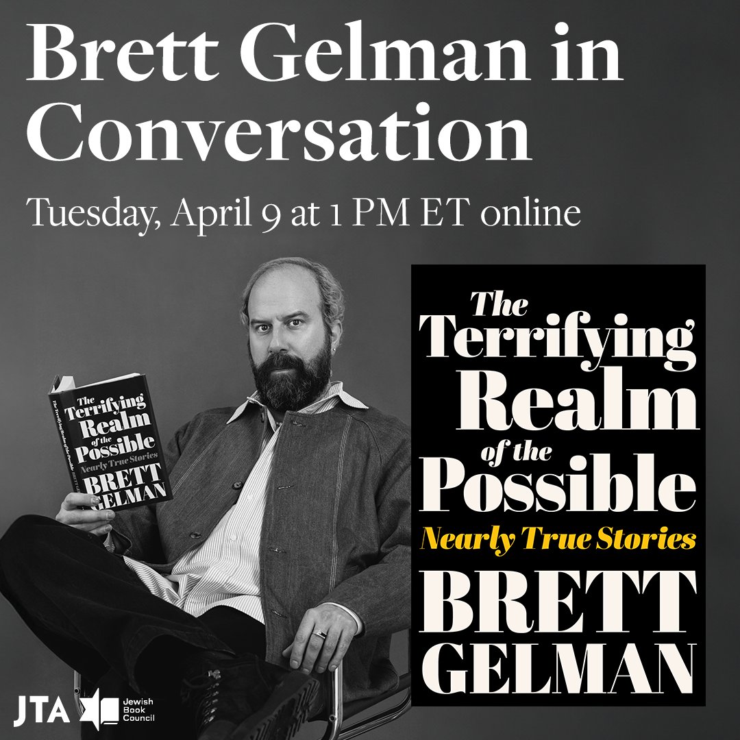 Have you registered yet for our virtual dis­cus­sion with actor @brettgelman? Join @JTAnews & JBC on April 9 @ 1 p.m. ET for this convo with @brettgelman & @SilowCarroll, Man­ag­ing Edi­tor for Ideas at JTA, on Gelman's new book. l8r.it/AIdK